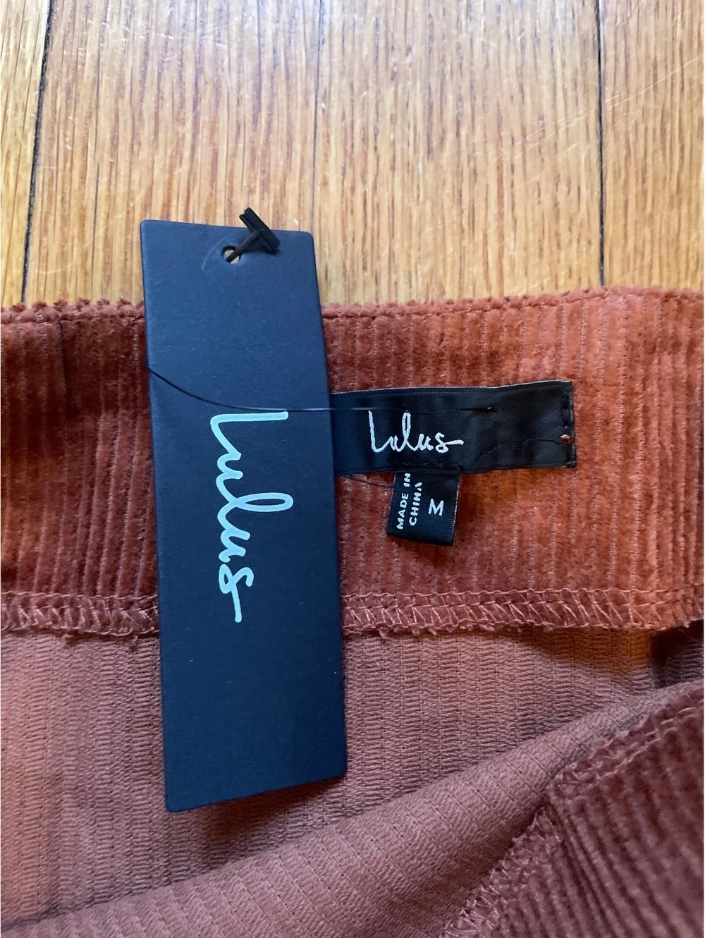 Lulus Rust Brown Corduroy Button Front Mini Skirt Medium NWT